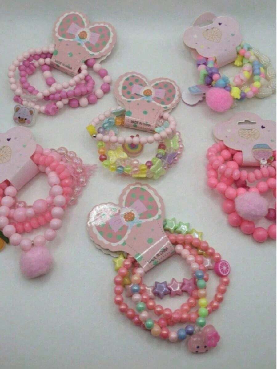 KIT 20 PECA pulseiras micanga para Crianças /Conjunto Infantil varias pingente Coloridos - Multicolorido - Visão 1
