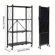KNERS 3/4-Tier Unassembled Metal Storage Rack With Wheels - Foldable & Portable Multi-Tier Shelves, Classic Design For Home, Office, Garage Organization - Space-Saving Versatile Storage Solution, Storage Shelves, Utility Racks - 彩色 - 查看 12