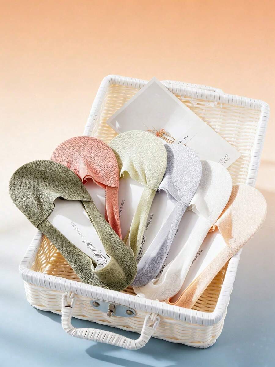 1/3/5 双装女士冰丝隐形无痕袜，超薄透气防滑隐形袜，无缝鞋套，适用于平底鞋、高跟鞋和乐福鞋 - 彩色 - 查看 1