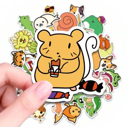 50PCS Cute Animal Stickers, Waterproof Vinyl Stickers For Adults, Aesthetic Stickers For Personalizing Items, Suitable For Laptop, Notebook, Skateboard, Luggage, Scrapbook, DIY Decoration, Ideal For Animal Lovers And Daily Creative Projects