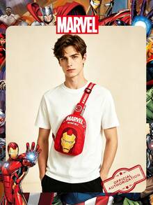 Marvel 1个漫威官方授权钢铁侠图案斜挎包，男童休闲单肩包，轻便可调节肩带胸包，卡通零钱包，适合男孩、年轻粉丝、学生，非常适合日常上学、户外玩耍、主题公园、度假，方便携带零食。 - 紅色 - 查看 6