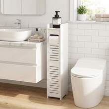 Slim PVC Bathroom Storage Cabinet - Space-Saving Toilet Paper Holder, Easy Assembly Durable For Narrow Spaces, Holiday Gift Option - White - View 11