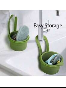 1pc Hands-Free Pressure Drainage Basket, Food Waste Filter Basket, Hanging Sink Drainage Basket, One-Touch Pressure Drainage Basket, Kitchen Plant Rack, Faucet Drainage Basket, Independent Drainage Basket, Kitchen Storage, Sponge Drainage Basket, Dishcloth Drainage Basket, Soap Drainage Basket - Suitable For Kitchen And Bathroom, Kitchen Supplies, Kitchen Accessories, Kitchen Tools - View 5
