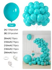 36er Set gemischte Teal-Ballons in verschiedenen Größen, enthält 18", 12", 10", 5" Ballons in Teal, Aqua und Cyan, geeignet für Geburtstag, Meeres-Themen-Hochzeit, Jahrestag, Party, Taufe, Gender Reveal, Abschlussfeier, Meerjungfrau-Themen-Party, Poolparty-Dekorationen - Blau - Übersicht 3
