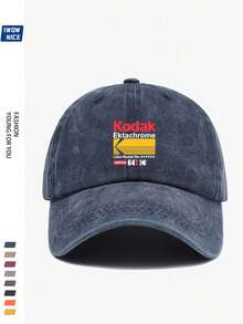 1pc Vintage Korean Style BLACK Film Print Adjustable Casual Baseball Cap, Unisex Retro Trucker Hat, Soft Peak, All Season, Suitable For Leisure, Hiking, Photography, Birthdays, Parties, Holiday & Valentine's Day Gifts - A - 查看 10