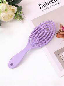1pc Women's Hollow Comb, Multi-Color Mosquito Coil Comb, Scalp Massage Hair Brush, Suitable For Wet & Dry Hair, Available In Multiple Colors - Black - View 8