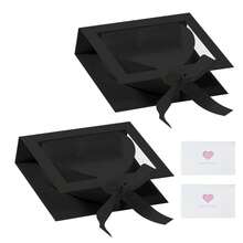 Gift Boxes Cardboard Heart Shaped Mache Flowers Packaging Strawberries Sweets Gift Box With Clear Lid Set(Black) - View 16
