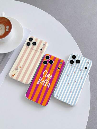 3pcs Transparent Anti-Drop Anti-Slip TPU Soft Phone Case, UV Printed Stripe, Letter, Heart, Duck Pattern, Suitable For IPhone7/8/7PLUS/8PLUS/X/XS/XR/XSMAX/11/11PRO/11PROMAX/12/12PRO/12PROMAX/12MINI/13/13PRO/13PROMAX/13MINI/14/14PRO/14PROMAX/14PLUS/15/15PRO/15PROM