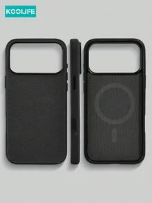 Koolife 1 件装编织纹理布手机壳，强磁吸附 MagSafe，全镜头保护，商务风格防摔保护套，男女皆宜的理想礼物，兼容 Apple 17/17 Pro/17 Pro Max/16/15 - 黑色 - 查看 3