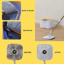 TrueClean Spin Mop 2.0 W/Detachable Inner Bucket, Self Standing, Separates Clean And Dirty Water, Foldable Square Mop Head, Trip - A - 查看 2