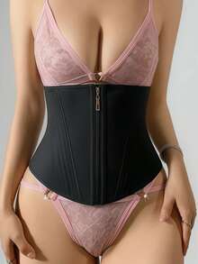 SHAPERX Waist Trainer For Women Corset Shapewear Tummy Control Sport Workout Waist Cincher Body Shaper Zipper And Hooks - 黑色 - 查看 2