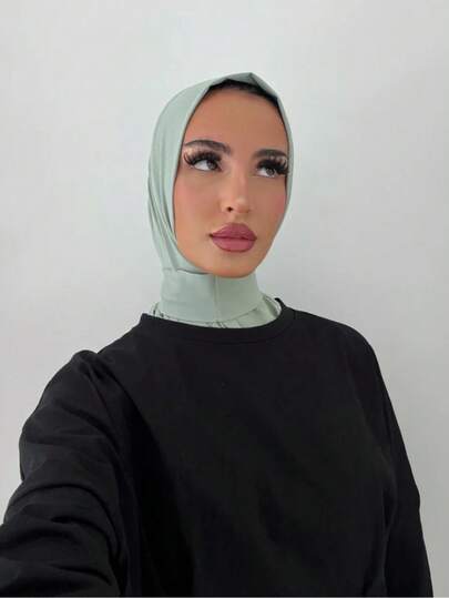 1pc Hijab Cap, Women's Middle Eastern Arabic Dubai Turkish Solid Color Classic Minimalist Casual Elegant Soft Breathable Comfortable Long Brim 2-In-1 Scarf Turban Hijab Cap, Suitable For Daily Life, Festivals, Gatherings, Worship