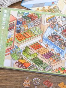 1件装书架收纳主题贴纸簿，创意贴纸，适用于学生计划本和剪贴簿 - 多色 - 查看 7