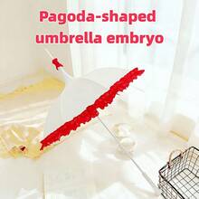 Lolita Style Pagoda Umbrella For Women, Suitable For DIY Handcraft, Retro Victorian Lace Ruffle Long Handle, Wedding Photography Prop, Cute Cosplay Party Summer Accessory (No Sun/Rain Protection Function) - Multicolor - View 2