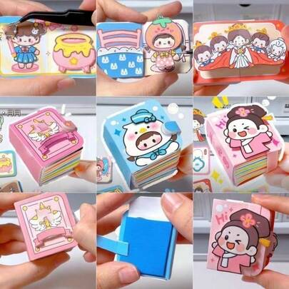 1pc Cute Girl Sticker Book, DIY Decoration Material, Student Portable Pocket Notebook, Doodle Sticker Pad, Mini Fidget Toy, Diary Decoration Supplies, Fun Gift