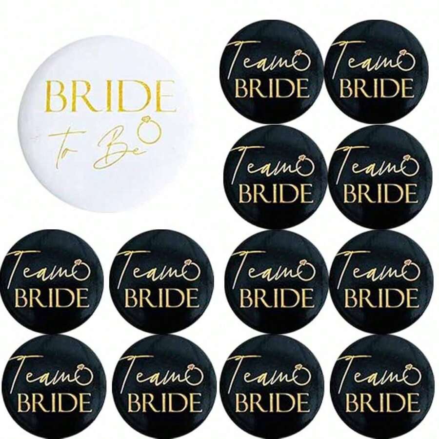 9/13pcs Wedding Badge Set, Including Badges And Bridesmaid Accessories, Great Gift For Bridal Shower And Bachelorette Party, Perfect For Decorating Wedding, Engagement - Multicolor - View 1
