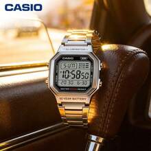 Casio ساعة كاسيو W-800HD-1AVPF المربعة المعدنية الفضية الكاملة، بطارية 10 سنوات، مقاومة للماء 100 متر، ساعة رقمية متعددة الوظائف - مقاس واحد - مشاهدة 5