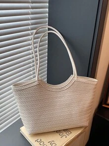 Large Capacity Handbag For Women, New Fashionable Versatile Commuter Shoulder Tote Bag - White - View 6