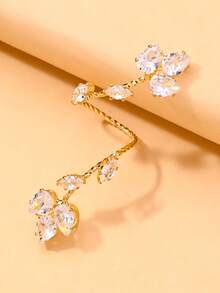 1 Peça Novo Anel Envolvente de Folha Estilo Ins, Joia de Moda de Luxo Minimalista Única com Strass - Dourado - Visão 5