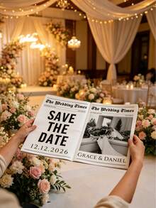 1/2 Customized Wedding Newspaper Announcement, Personalized Photo & Text Wedding Newspaper, Intimate Wedding Newspaper, Unique Newlywed Reveal, Modern Bold Fashion Newspaper - Multicolor - View 8