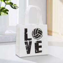 6/12 piezas Bolsas reutilizables de tela no tejida con tema de voleibol, en negro y blanco con estampado de voleibol, adecuadas para jugadores de voleibol, fiestas de equipo, eventos deportivos, regalos de cumpleaños, almacenamiento diario y compras - 9021 - Ver 10