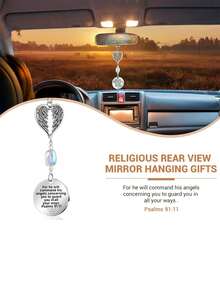1pc Angel Rearview Mirror Hanging Decor, Christian Car Accessory Guardian Angel Pendant, Religious Gift For Women, Teenagers, Friends, Rearview Mirror Decoration - Multicolor - View 3