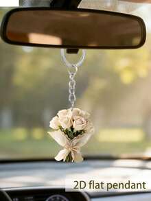 Elegant 2d Flat Acrylic Rose Bouquet Key Ring, Lightweight Flower Key Ring, Valentine's Day Bouquet Pendant, Interesting Decorations, Backpack Accessories, Fashion Pendant, Home Decoration, Car Decoration And Pendant, Headphone Pendant, Bag Pendant, Gifts For Mother, Father, Graduation, And Teacher - Multicolor - View 5
