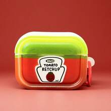 1pc Original Minimalist Cute Cartoon Tomato Pro 3 Protective Case, Pro 2 Protective Case, Apple 3 Protective Cover, 4 Protective Case - Multicolor - View 2