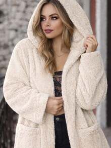 Teddy Coat With Hood, Super Warm & Stylish – Winter 2026. Wool-Type Fabric. None. Holiday. Night. Vacation. Dating. Trip. - 離開 - 查看 3