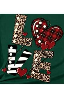 Heart T-Shirt With Words Of Kindness - Minimalist And Positive Style - 綠色 - 查看 1