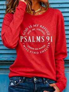 Women I Sought Lord Religious Long Sleeve Tee, Bold Inspirational Verse Print Soft Breathable Casual Faith Top Ideal Christian Gift Daily Wear - 紅色2 - 查看 12