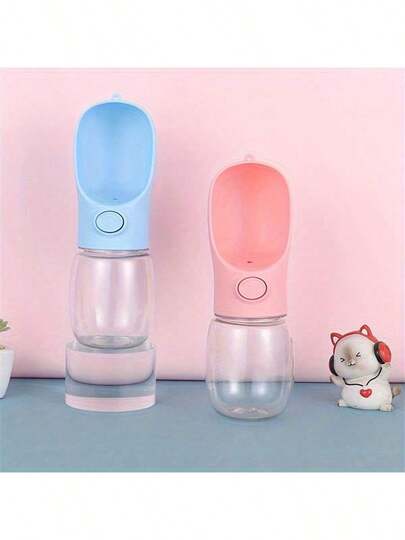 1个便携式狗狗水瓶，防漏塑料材质，适合户外散步、远足和旅行