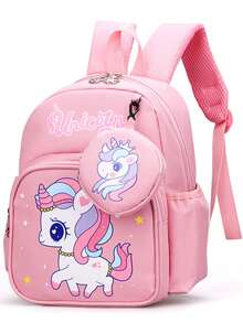 Cute Unicorn Lightweight Comfortable Casual Crossbody Bag, Versatile School Backpack With Simple Design - Pink - View 6