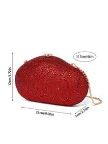 Sac pochette en forme de mangue entièrement serti de strass, sac pochette rigide de luxe entièrement serti de strass étincelant, sac à bandoulière de luxe élégant pour femmes avec strass 2 voies, sac à main à la mode en forme de rouge à lèvres et de parfum, sac pochette de mariée de luxe en cristal et diamant, convient aux femmes haut de gamme pour assister à des fêtes, des galas, des réunions et des banquets (compatible avec un téléphone de 6,5 pouces) - Rouge - Voir 4