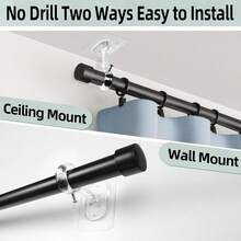 2pcs/Set Bathroom Drill-Free Shower Curtain Rod Brackets - Transparent Strong Adhesive Shower Curtain Rod Holders, Ceiling/Wall Dual-Use Telescopic Rod Support Brackets, Waterproof And Moisture-Proof Bathroom Hanging Rod Accessories - Multicolor - View 4