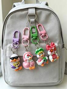 2/4/6pcs Cute Cartoon Rich Duck Keychains, Bring Happiness And Relieve Stress, Suitable For Backpack Decoration, Student Gifts, Thanksgiving, Mother's Day, Graduation, Beach, Back To School, Party Favors Gifts For Mother, Father, Graduation, And Teacher - Multicolor - View 5