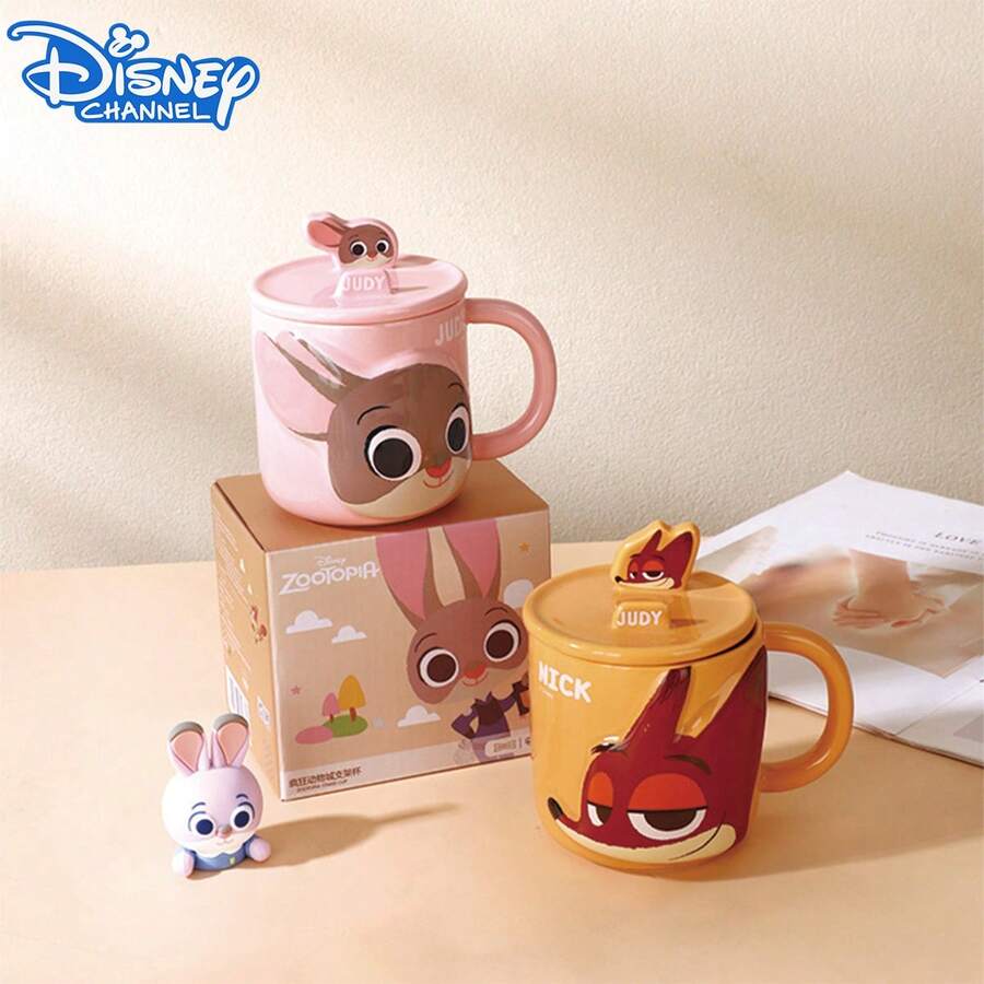 Cốc sứ 2 trong 1 hình Judy Hopps & Nick Wilde trong phim Zootopia của Disney, cốc trà sữa cà phê hình cặp đôi hoạt hình dễ thương, cốc nước để bàn sáng tạo, quà tặng sinh nhật. - Nhiều màu - Xem 1