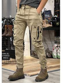 Tactical Military Cargo Pants For Men In American Hip Hop Outdoor Style - Màu Khaki - Xem 4