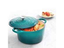 Crock-Pot Artisan 3 Quart Enameled Cast Iron Casserole With Lid In Gradient Teal - View 5
