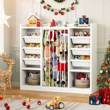 ONBRILL 3-In-1 Toy Storage Organizer With 6 Removable Bins, Kids Stuffed Animal Storage, Toy Box Cabinet With 2 Open Cubbies, Book Shelf For Kids Room Playroom Bedroom, White - White - View 2