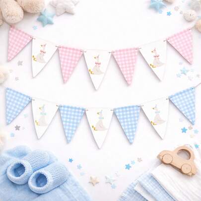 1 pieza Pancarta de cumpleaños de Silly Goose - Decoraciones de fiesta de Silly Goose, Banderines de tela a cuadros para baby shower, Banderas de tela coloridas para el 1er/1 año de cumpleaños