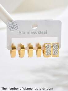 Bộ 6 khuyên tai tròn Zirconia thanh lịch, thép không gỉ - Nhiều màu - Xem 15