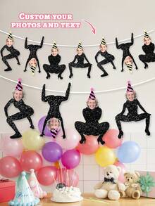 Personalized Portrait Pull Flag, Birthday Party Decor, Funny Birthday Face Pull Flag, Personalized Birthday Photo Pull Flag, Customized Birthday Pull Flag For Any Age - Multicolor - View 1