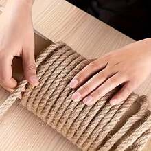 Cuerda de cáñamo natural de 50m, cuerda de cáñamo resistente de 6mm de grosor, adecuada para postes de arañazos para gatos, manualidades DIY, arreglos florales y envoltura de regalos de Navidad - Fibra resistente, adecuada para reemplazo de árboles y protección de muebles, dueños de mascotas - 6*50 cm - Ver 6