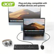 Acer 有線鍵盤滑鼠組 桌上型電腦筆記型電腦通用 USB即插即用 全尺寸104鍵 靜音舒適 家用辦公商務打字專用鍵鼠套裝 - 查看 3