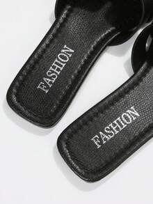 Giày sandal đế bằng mũi vuông thời trang mới dành cho nữ - màu đen - Xem 4