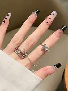 1枚银色水钻指节戒指，时尚独特设计，适合日常佩戴和派对场合。 - 銀色 - 查看 4