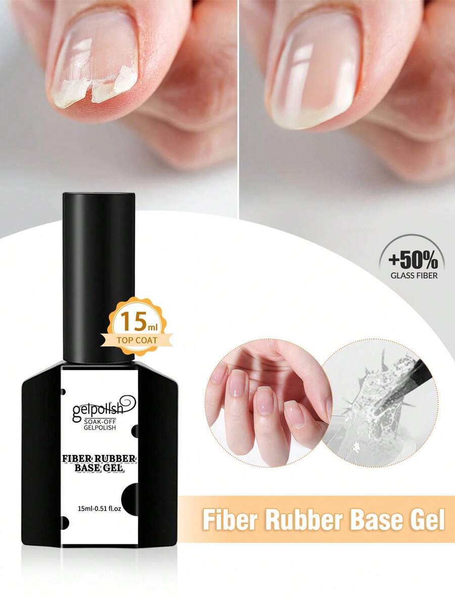 GELPOLISH 15ml 透明纖維橡膠底膠,用於加固/建構/強化/增強指甲,長效保護,可卸除,適合薄脆指甲,完美適用於居家 DIY 美甲 - 無色 - 查看 1