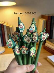 Bộ 5/10 bút bi hình quả bơ sáng tạo, với thiết kế hoạt hình dễ thương, mang lại năng lượng tích cực, viết trơn tru. Thích hợp cho sử dụng hàng ngày, đồ dùng học tập, gia đình, tiệc tùng và văn phòng (Thiết kế quả bơ xanh). - Bộ - Xem 8