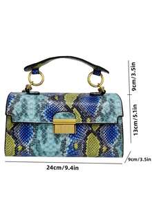 High-End Chic Luxury Snake Skin Pattern Versatile Handbag, Shoulder Bag, Crossbody Bag With Underarm Lock (Snake Skin Pattern Random) - Blue - View 3